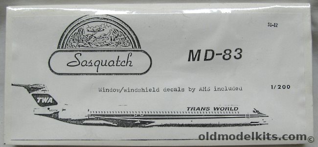 Sasquatch 1/200 Dougals MD-83 - With AHS Window and Windshield Decals, SQ-12 plastic model kit